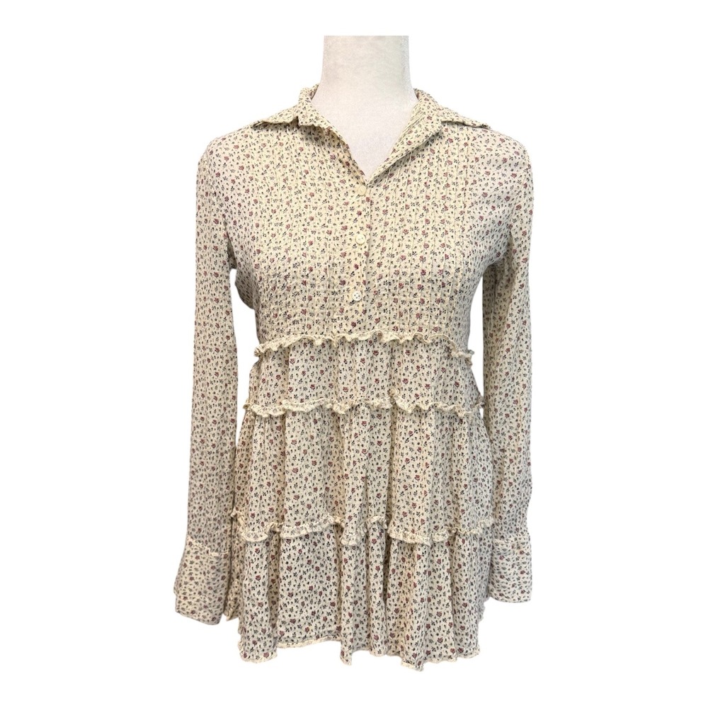Denim & Supply Ralph Lauren Tunic Women XS Ditsy Floral Tiered Boho Babydoll